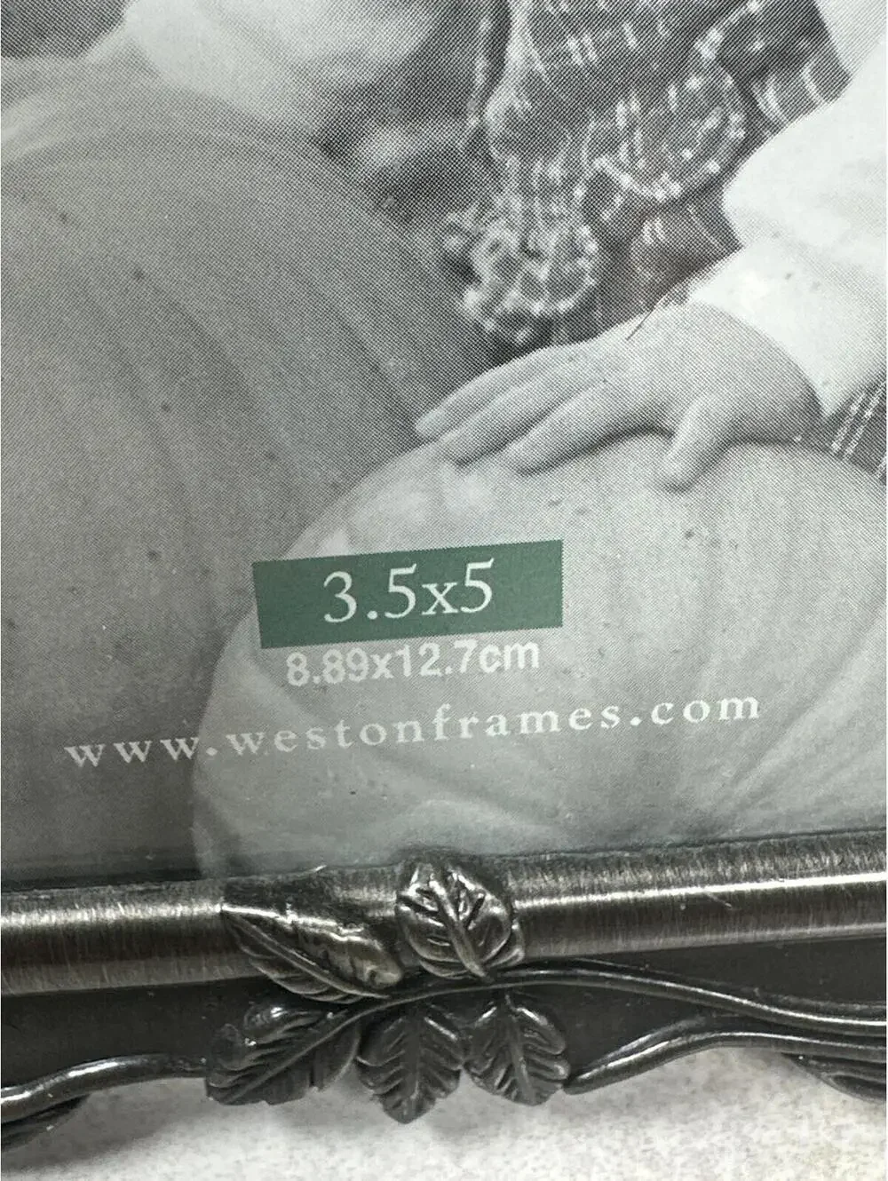 Silver Toned Metal Rose Floral 3.5x5 Pewter Photo Frame Romantic Victorian